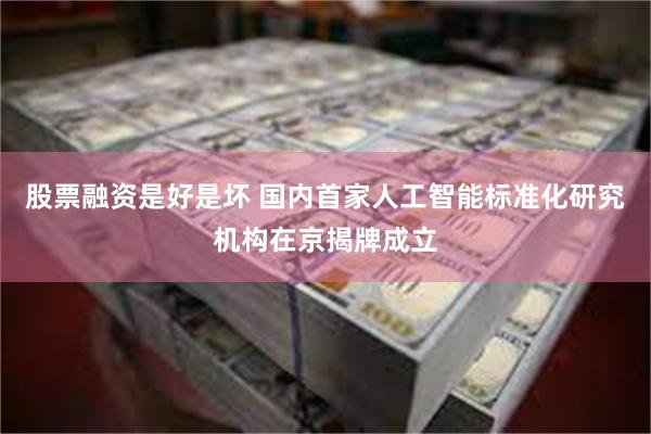 股票融资是好是坏 国内首家人工智能标准化研究机构在京揭牌成立