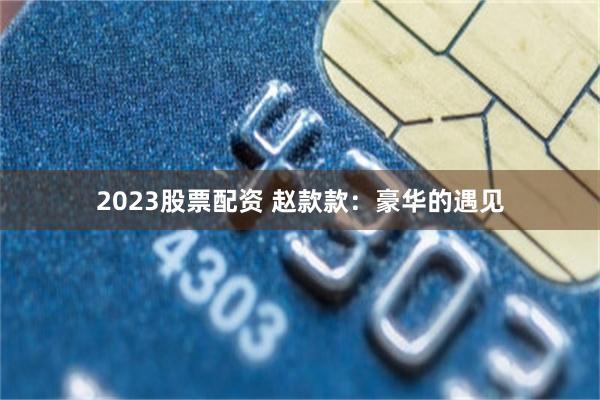 2023股票配资 赵款款：豪华的遇见