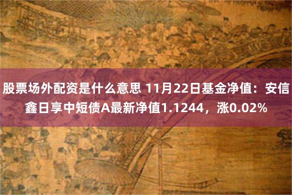 股票场外配资是什么意思 11月22日基金净值：安信鑫日享中短债A最新净值1.1244，涨0.02%