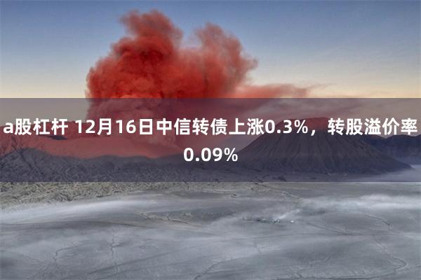 a股杠杆 12月16日中信转债上涨0.3%，转股溢价率0.09%