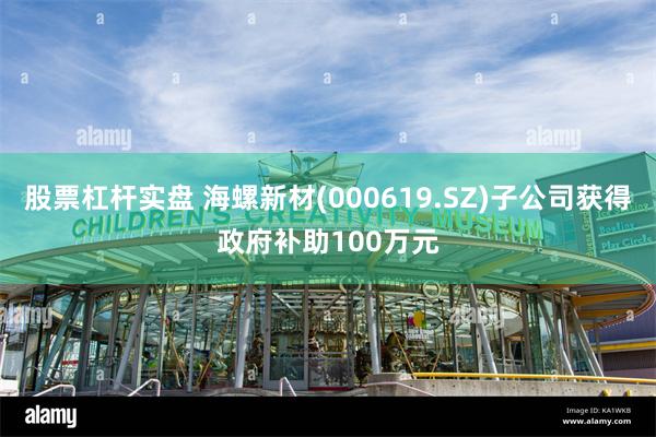 股票杠杆实盘 海螺新材(000619.SZ)子公司获得政府补助100万元