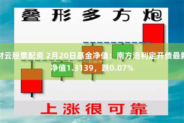 财云股票配资 2月20日基金净值：南方涪利定开债最新净值1.3139，跌0.07%